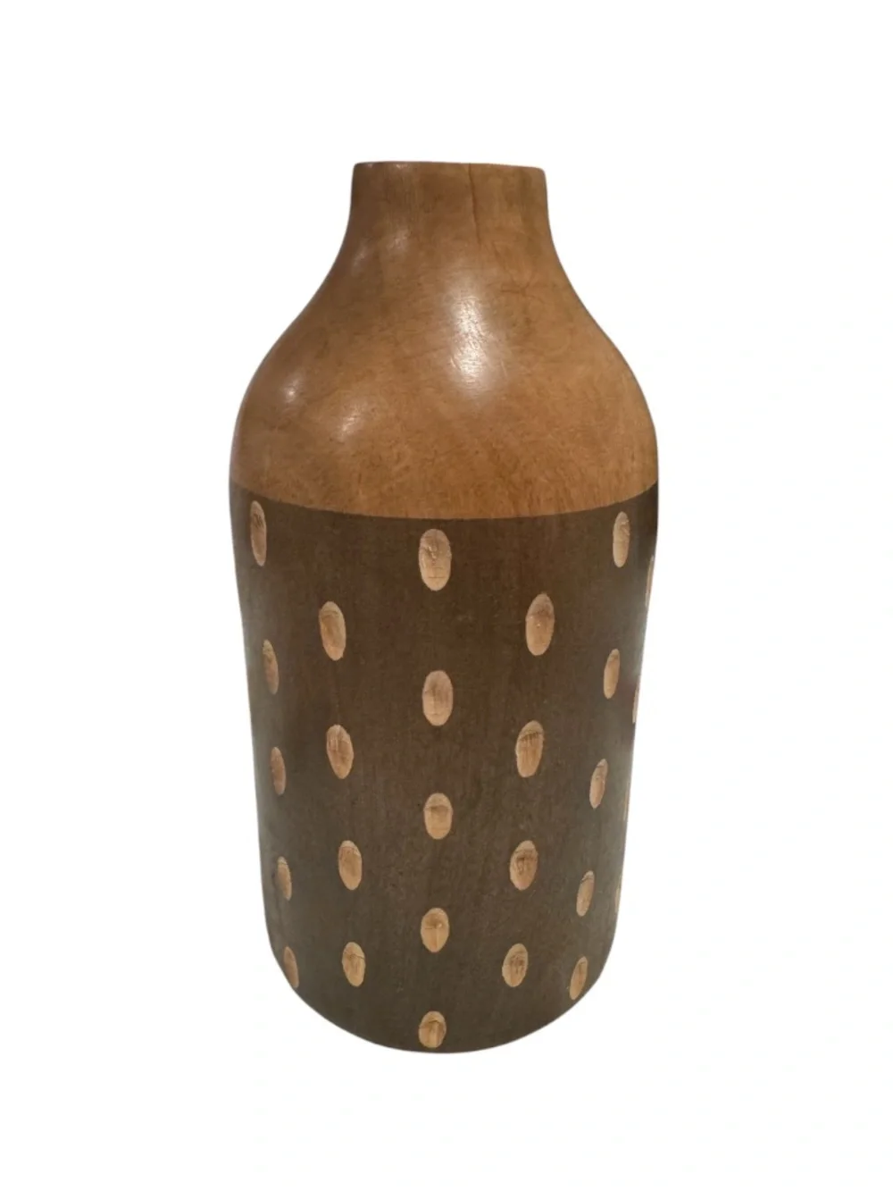Handcrafted Two-Tone Wooden Accent Vase - Brown